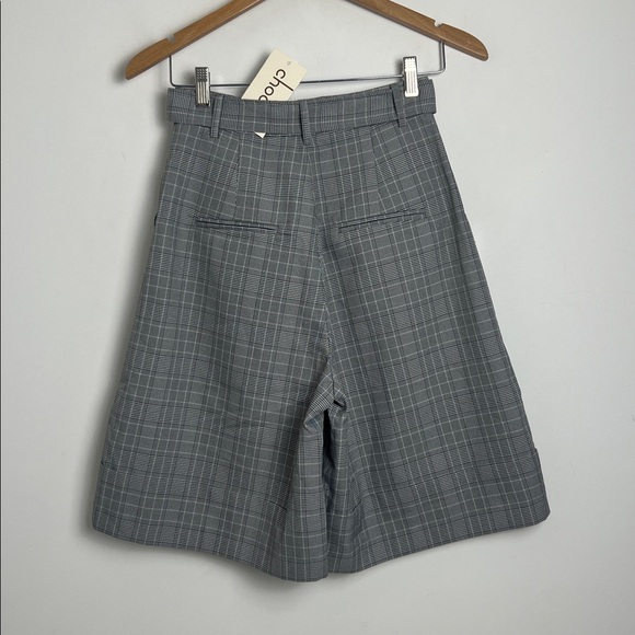 NEW Choosy High Waisted Glen Plaid Belted Bermuda Shorts Size 2 - Picture 7 of 12